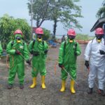 Dermaga Unit Metalurgi Muntok tak Luput dari Semprotan Disinfektan PMI Babar